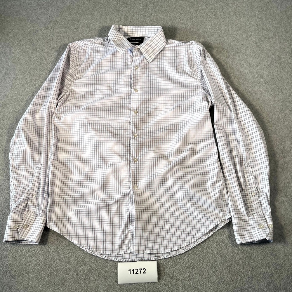 Bonobos Shirt Mens Large White Check Nylon Stretch Slim‎ Fit Collared Button Up